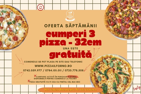 Pizza 32 cm: 3+1 GRATIS